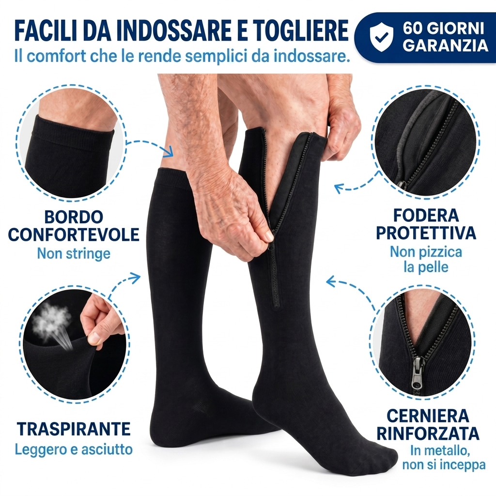 Calze compressive con cerniera