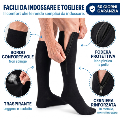 Calze compressive con cerniera